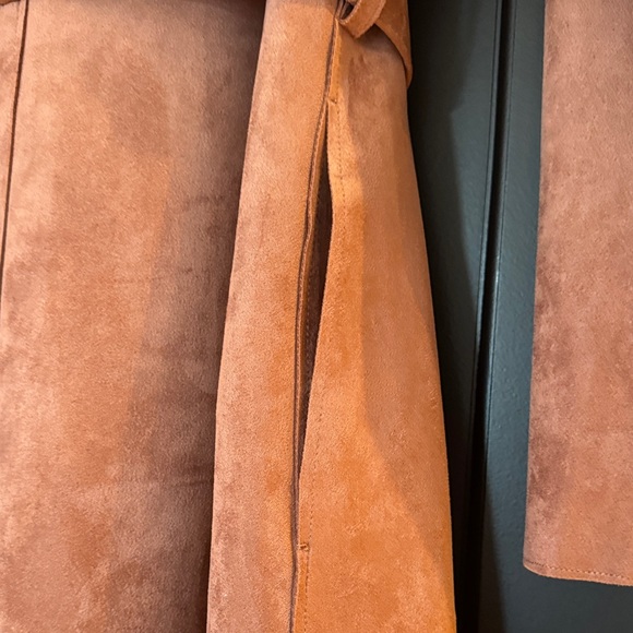 Women's Faux Suede Trench Coat - - Picture 7 of 10